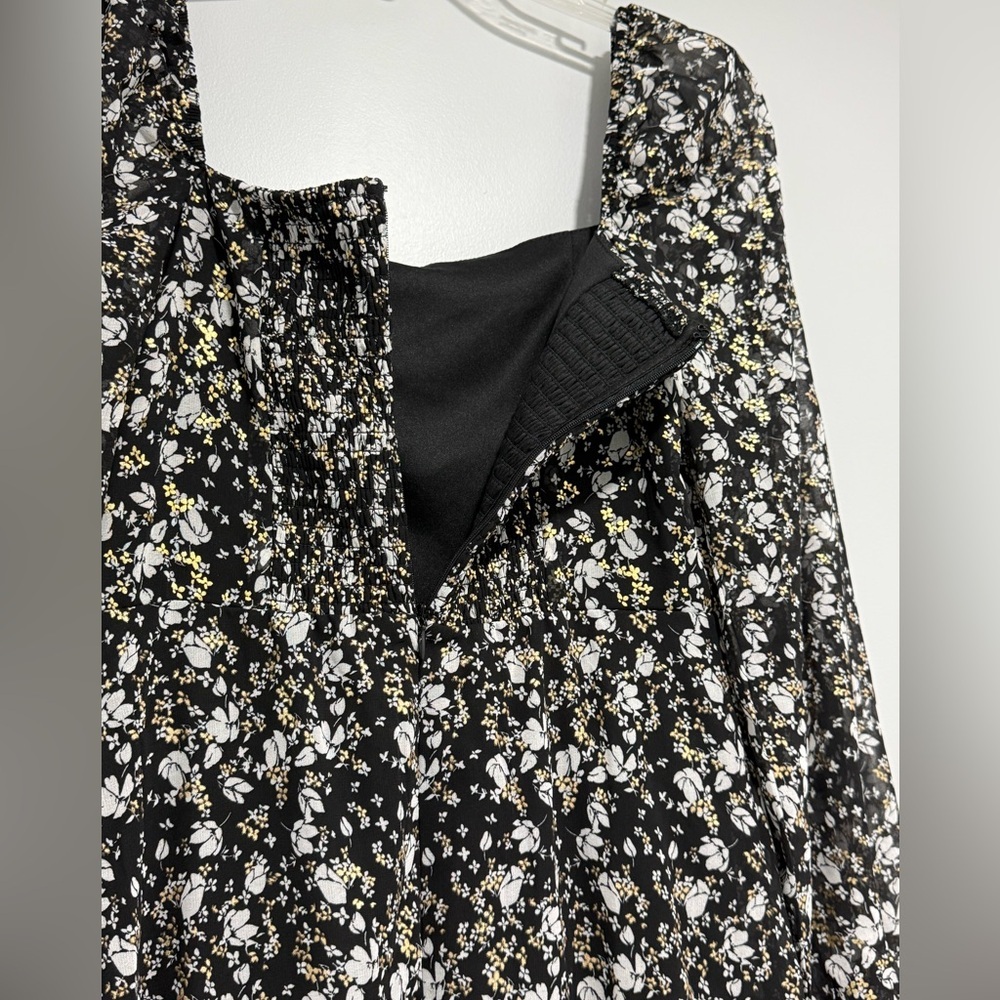 AUDREY PARKS + Francesca's Womens Black Floral Long Sleeve Dress SizeS - Picture 4 of 11